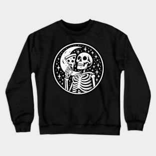 Skeleton enjoying a Slice of Pizza Crewneck Sweatshirt